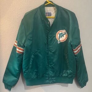 Dolphins Green Satin Bomber Jacket with Logo